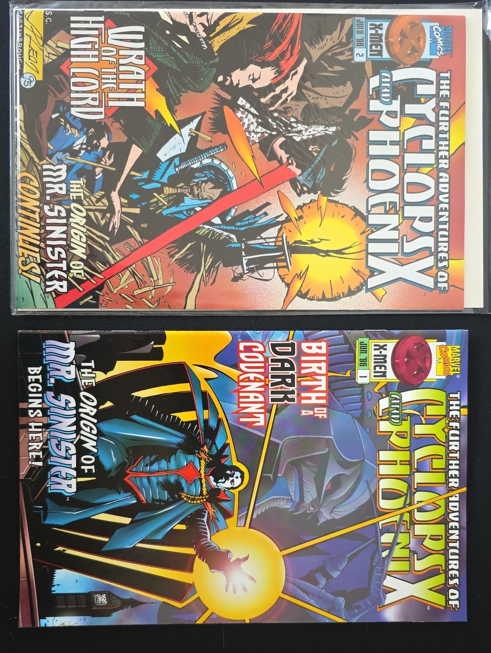 Marvel Cyclops and Phoenix Comics - Red, Yellow, Blue, Black Covers